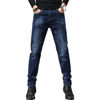 Дънки мъжки в корейски стил, тясна кройка, cropped дължина, деним