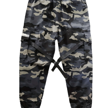 Ανδρικά καμουφλαρισμένα παντελόνια cargo, ελαφριά για άνοιξη-φθινόπωρο, ψηλόμεσα, με ζώνη, ίσιο παντελόνι, πολλαπλά τσέπες