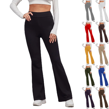 Ženske hlače za jogu s elastičnim pojasom, blago proširene nogavice, poliester tkanina, mikroelastičnost, casual hlače
