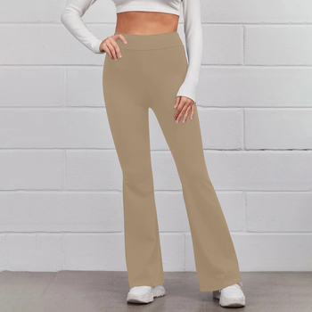 Дамски йога панталони с еластична талия, леко разширяващи се крачоли, полиестерова материя, микроеластичност, ежедневни панталони