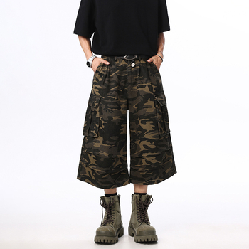 Ανδρικά cropped τζιν με καμουφλάζ, χαλαρή ευθεία γραμμή, βαμβάκι 55% / πολυεστέρας 44,4% / 0,6% άλλα, Καλοκαίρι 2025