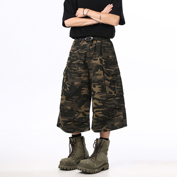 Ανδρικά cropped τζιν με καμουφλάζ, χαλαρή ευθεία γραμμή, βαμβάκι 55% / πολυεστέρας 44,4% / 0,6% άλλα, Καλοκαίρι 2025