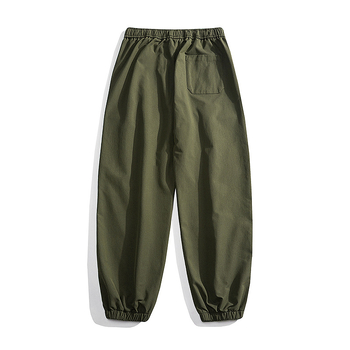 Ανδρικά χαλαρά παντελόνια σε στυλ εργασιακών με πολλές τσέπες, μεσαίας μέσης, φερμουάρ