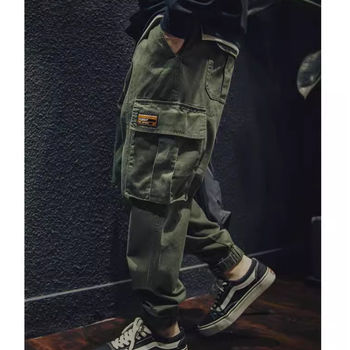 Ανδρικά παντελόνια εργασίας, χαλαρή γραμμή, μήκος μέχρι τον αστράγαλο, μέση μεσαία, δέσιμο με κορδόνι, πολυεστέρας