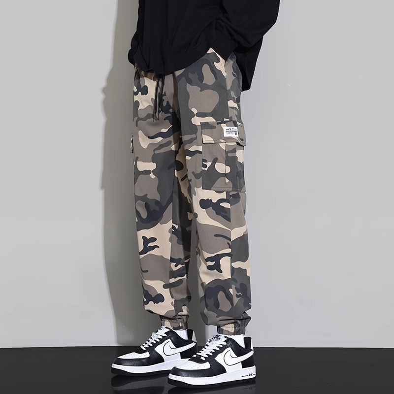 Ανδρικά παντελόνια casual jogger, χαλαρή εφαρμογή, μήκος 9/10, μεσαία μέση, με ζώνη, ελαστικό ύφασμα