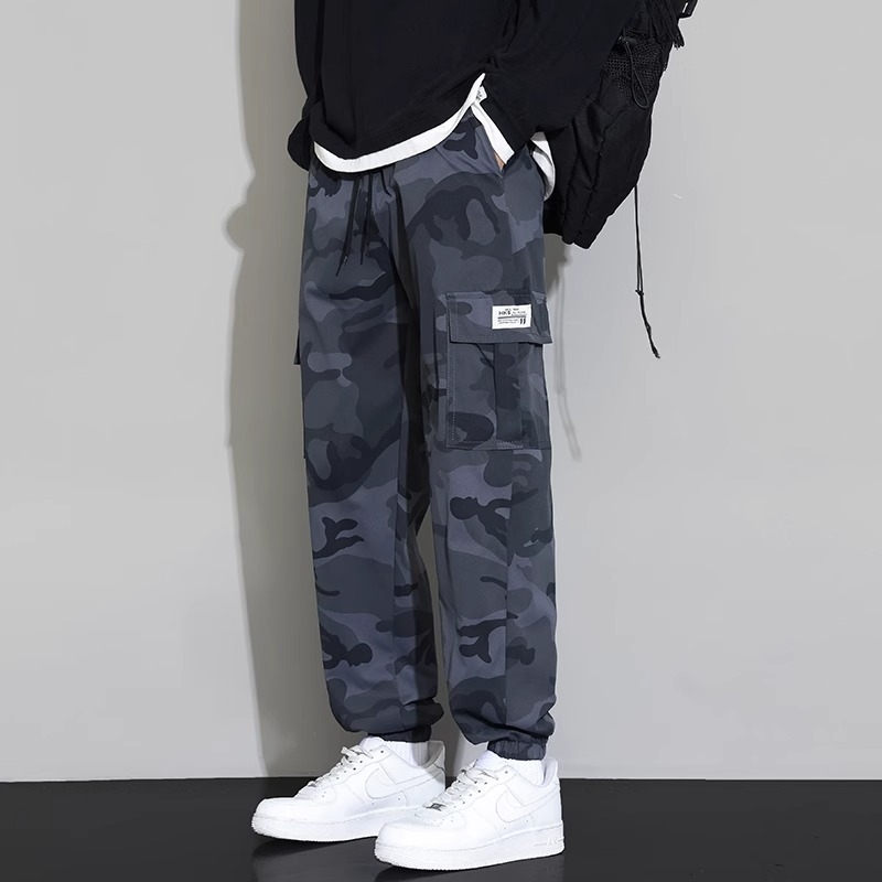 Ανδρικά παντελόνια casual jogger, χαλαρή εφαρμογή, μήκος 9/10, μεσαία μέση, με ζώνη, ελαστικό ύφασμα