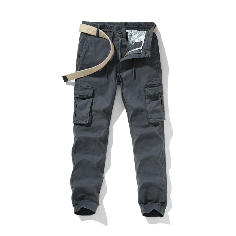 Muške radne hlače slim-fit, vojnozelene, duge, casual hlače, 320 g