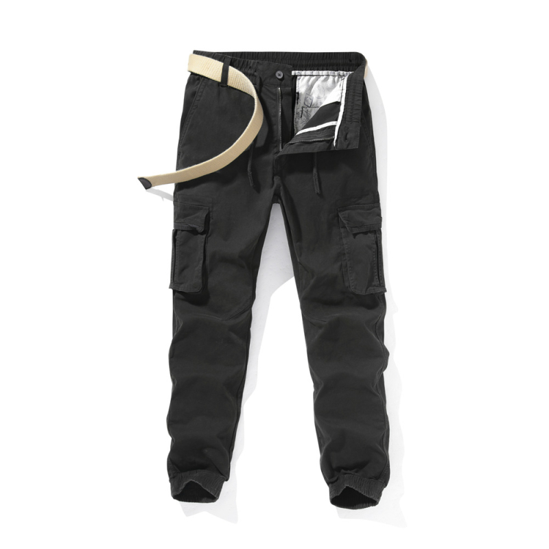 Muške radne hlače slim-fit, vojnozelene, duge, casual hlače, 320 g