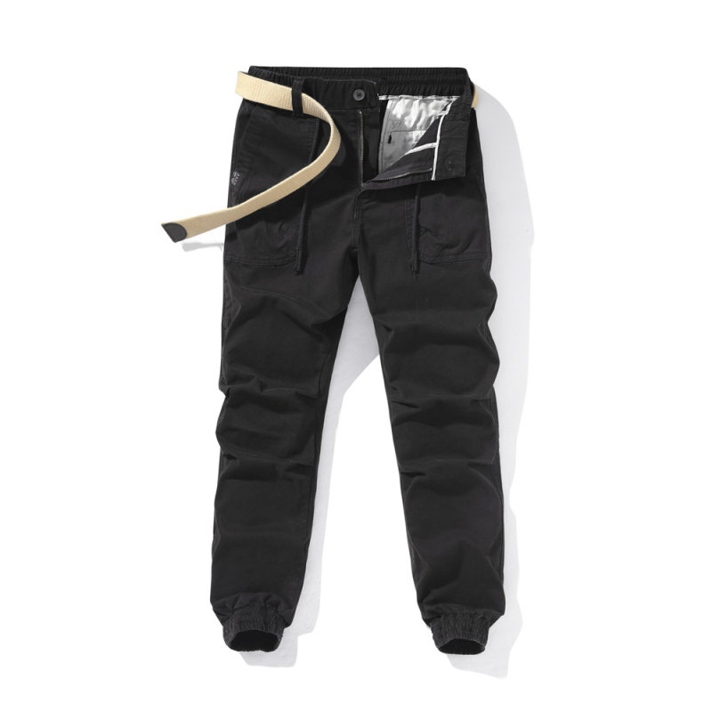 Muške radne hlače slim-fit, vojnozelene, duge, casual hlače, 320 g