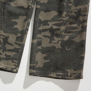 Мъжки дънки с камуфлажен принт, винтидж стил, свободна кройка, памук-полиестерова смес, средно висока талия