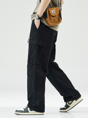 Ανδρικές παντελόνες από 100% βαμβάκι, ίσιο κόψιμο, μεσαία μέση, κλείσιμο με κορδόνι, αναπνέουν για όλες τις εποχές