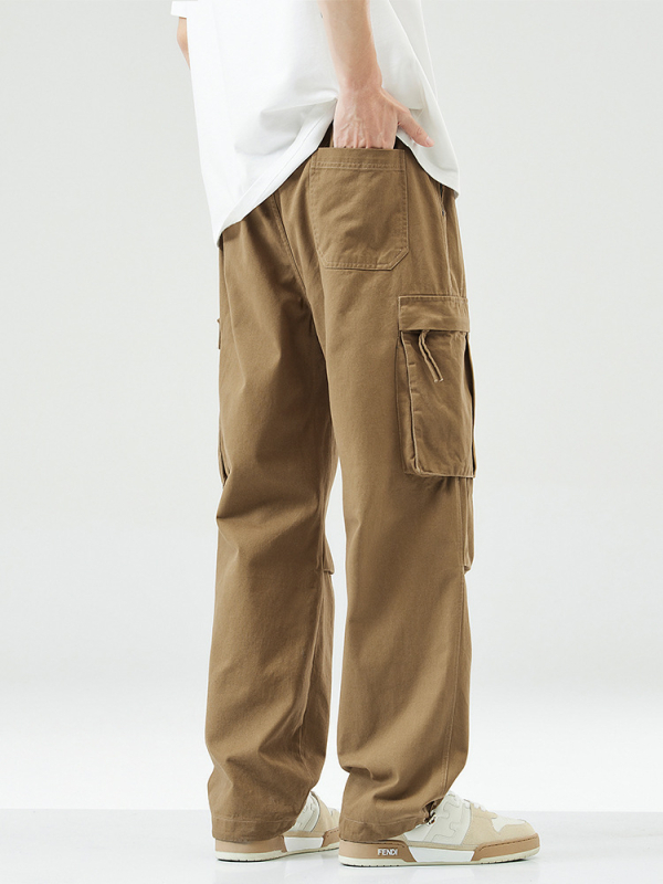 Muške hlače od 100% pamuka, ravni kroj, srednji pojas, zatvaranje špagom, za slobodno vrijeme