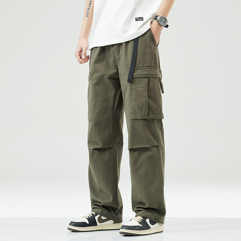 Muške hlače od 100% pamuka, ravni kroj, srednji pojas, zatvaranje špagom, za slobodno vrijeme