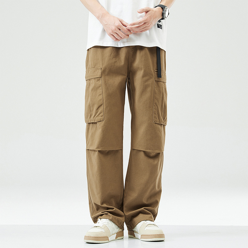 Muške hlače od 100% pamuka, ravni kroj, srednji pojas, zatvaranje špagom, za slobodno vrijeme