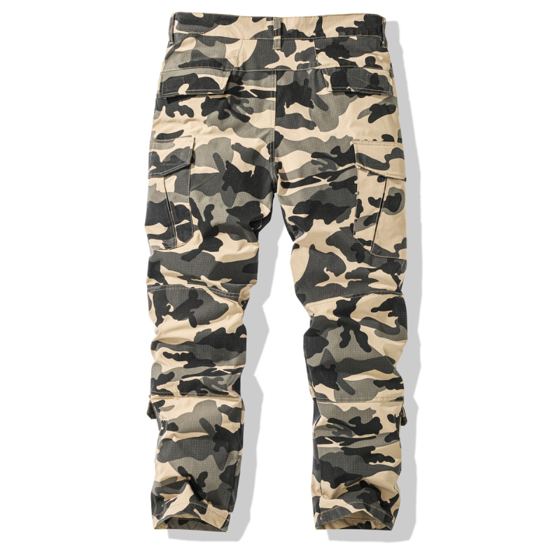 Pantalone za rekreaciju s kamuflažom, opušten kroj, srednji pojas, više džepova, poliester materijal