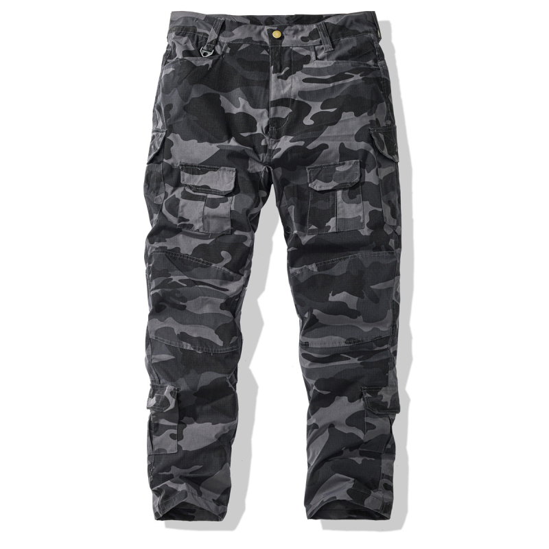Pantalone za rekreaciju s kamuflažom, opušten kroj, srednji pojas, više džepova, poliester materijal