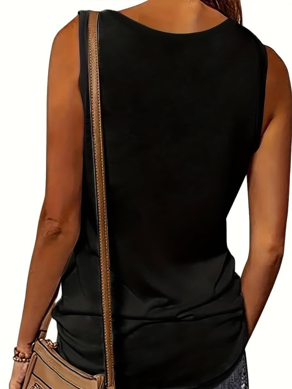 Ženski ležerni top bez rukava s zatvaračem, jednobojni poliester, casual ljetni komad
