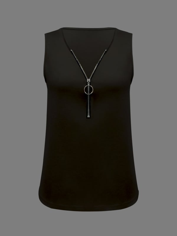 Ženski ležerni top bez rukava s zatvaračem, jednobojni poliester, casual ljetni komad