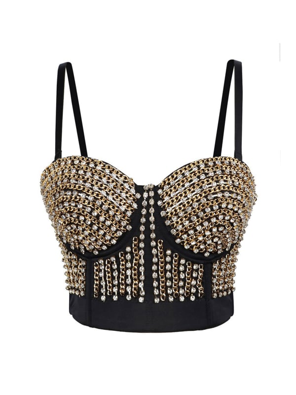 Hanwilder Sling στιλ Slim Fit κοντό camisole με σχέδιο αλυσίδας και αποσπώμενες ιμάντες