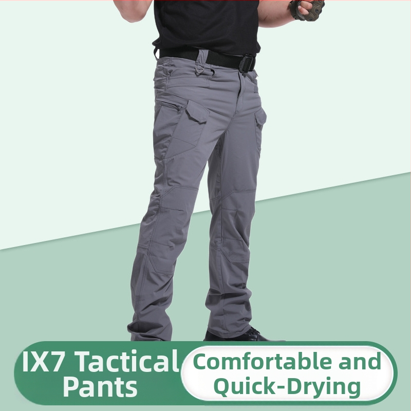 IX7 pantaloni tactici ușori, uscare rapidă pentru bărbați, material nylon-elastan (90% nylon, 10% elastan), potriviți pentru alergare și ciclism, sezoane: vară, primăvară, toamnă