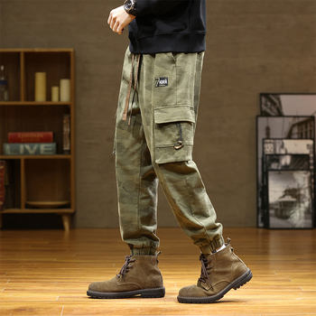 Άνδρικά παντελόνια εργασίας για ορεινό κάμπινγκ – φαρδιά γραμμή, μεσαία μέση, με ζώνη, 100% βαμβάκι