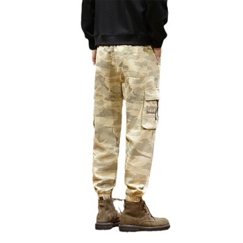 Άνδρικά παντελόνια εργασίας για ορεινό κάμπινγκ – φαρδιά γραμμή, μεσαία μέση, με ζώνη, 100% βαμβάκι