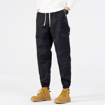 Εργατικά παντελόνια καμουφλάζ με φλίς επένδυση, ίσια γραμμή, με ζώνη, χειμώνας 2024