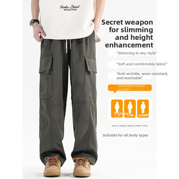 Καθημερινά παντελόνια cargo, φλις επένδυση, βαμβάκι-νίλεον ανάμικτο, ίσιο παντελόνι, μεσαία μέση, κλείσιμο με κορδόνι, χειμώνας