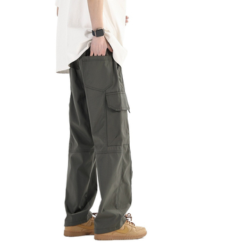 Καθημερινά παντελόνια cargo, φλις επένδυση, βαμβάκι-νίλεον ανάμικτο, ίσιο παντελόνι, μεσαία μέση, κλείσιμο με κορδόνι, χειμώνας