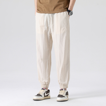 Κορεατικού στυλ φαρδιά ναϊλον μακριά παντελόνια μεσαίας μέσης