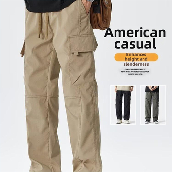 Ανδρικά παντελόνια σε κορεατικό στυλ, χαλαρή εφαρμογή, μεσαία μέση, ύφασμα βαμβακι-πολυεστέρα