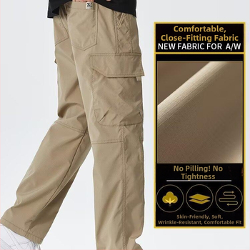 Ανδρικά παντελόνια σε κορεατικό στυλ, χαλαρή εφαρμογή, μεσαία μέση, ύφασμα βαμβακι-πολυεστέρα