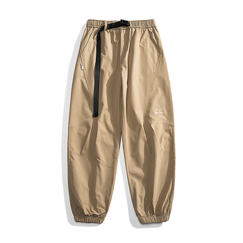 Ελεύθερα παντελόνια Χάρεμ, casual street style, μεσαία μέση, ζώνη, κλείσιμο με κορδόνι, πολυεστερικό ύφασμα