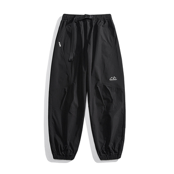 Ελεύθερα παντελόνια Χάρεμ, casual street style, μεσαία μέση, ζώνη, κλείσιμο με κορδόνι, πολυεστερικό ύφασμα