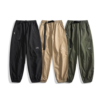 Ελεύθερα παντελόνια Χάρεμ, casual street style, μεσαία μέση, ζώνη, κλείσιμο με κορδόνι, πολυεστερικό ύφασμα