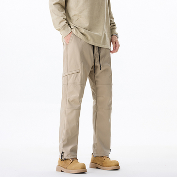 Ανδρικά παντελόνια εργασίας-καθημερινά, αδιάβροχα, ίσιο παντελόνι, υψηλή μέση, κλείσιμο με φερμουάρ