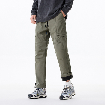 Ανδρικά παντελόνια εργασίας-καθημερινά, αδιάβροχα, ίσιο παντελόνι, υψηλή μέση, κλείσιμο με φερμουάρ