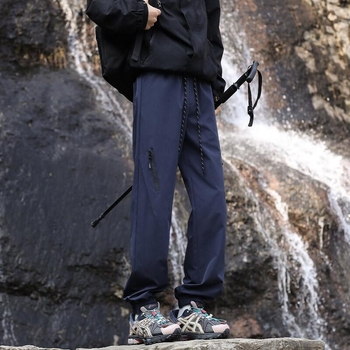 Ανδρικά παντελόνια πεζοπορίας για εξωτερικούς χώρους, χαλαρή εφαρμογή, αδιάβροχα και ανθεκτικά στον άνεμο, τεσσάρων εποχών, ύφασμα πολυεστέρα με LYCRA.