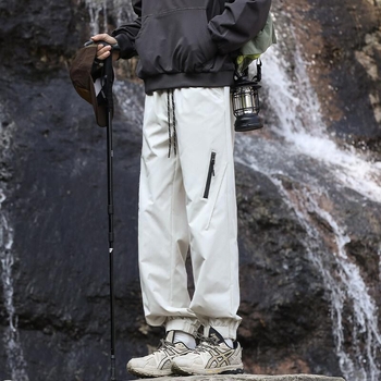 Ανδρικά παντελόνια πεζοπορίας για εξωτερικούς χώρους, χαλαρή εφαρμογή, αδιάβροχα και ανθεκτικά στον άνεμο, τεσσάρων εποχών, ύφασμα πολυεστέρα με LYCRA.