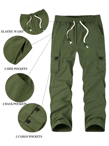 Meeste kerge polüesterist kootud tööpüksid, nelja aastaaja kandmiseks, vabaaja- ja sportlik stiil, keskmise tõusuga vöökoht, triikimata