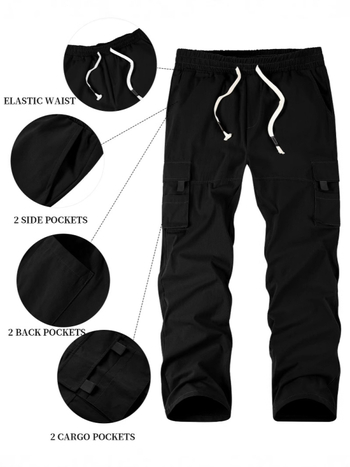 Ανδρικοί ελαφριοί υφασμάτινοι παντελόνες εργασίας από πολυεστέρα, τεσσάρων εποχών, casual αθλητικό στυλ, μέση μεσαίου ύψους, χωρίς σιδέρωμα