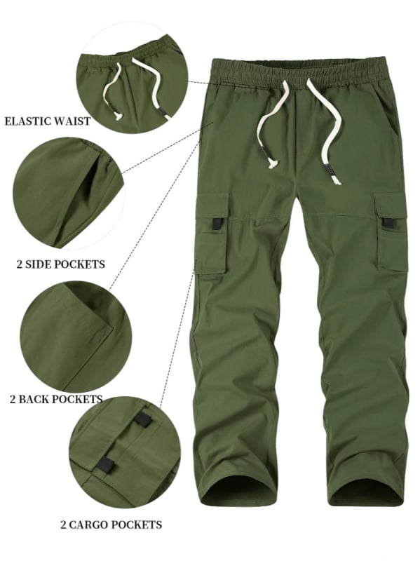 Könnyű szövött munkanadrág férfiaknak, 100% poliészter, négy évszakos, koreai verzió stílus, középmagas derekú, vasalás nélkül