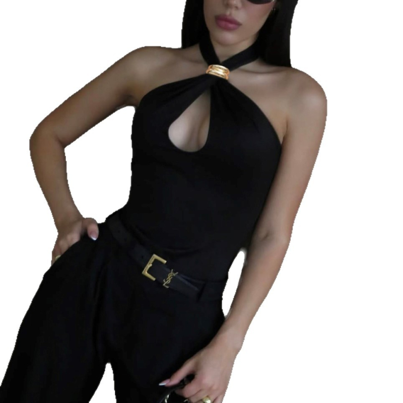 Milk silk bez rukava top, halter stil, uski kroj