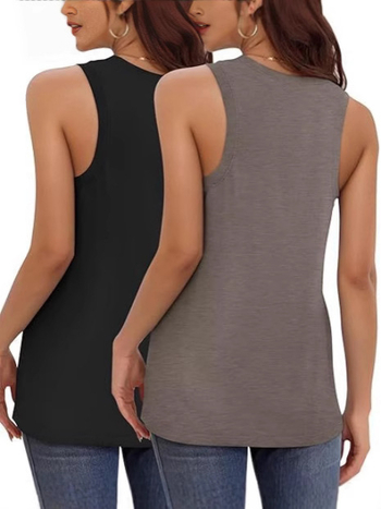 Γυναικείο τοπ χωρίς μανίκια με V-λαιμό, άνετη γραμμή, μήκος 50–65 εκ., πολυεστέρας με σπάντεξ, άνοιξη 2025, στυλ ιαπωνο-κορεατικό casual