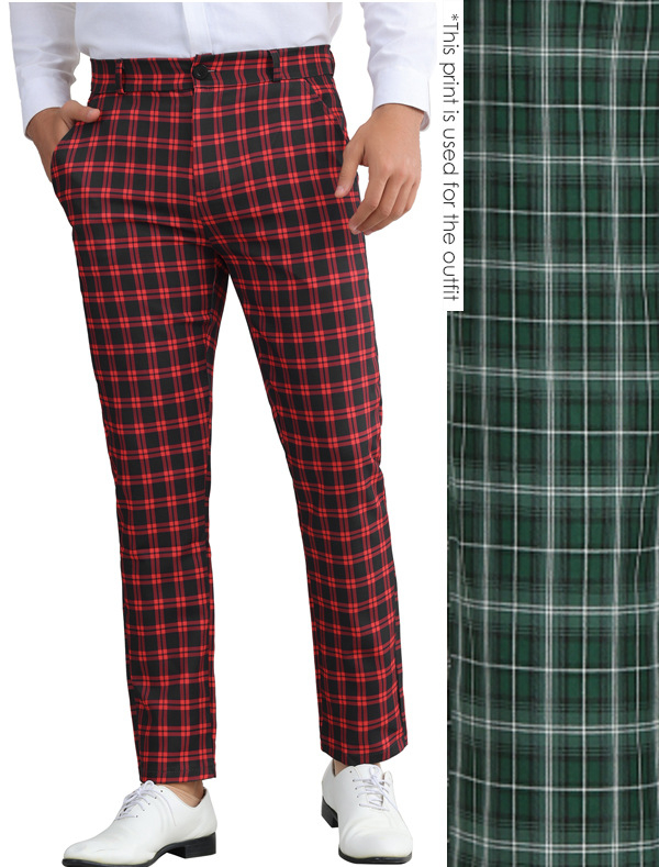 Pantaloni casual pentru bărbați, croială dreaptă, talie înaltă, amestec bumbac-poliester (90% poliester), micro-elastici