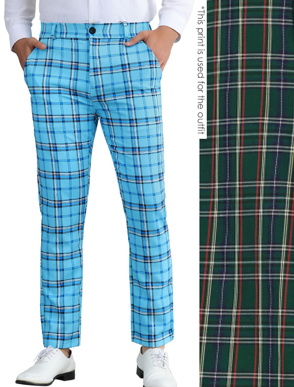 Pantaloni casual pentru bărbați, croială dreaptă, talie înaltă, amestec bumbac-poliester (90% poliester), micro-elastici