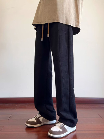 Ανδρικά casual παντελόνια, ίσια γραμμή, μεσαία μέση, κλείσιμο με κορδόνι, μίξη βαμβάκι-πολυεστέρα, μονόχρωμα