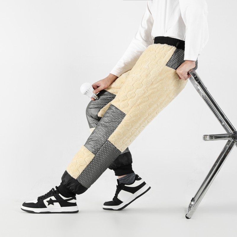 Pantaloni încălziți electric inteligenți, căptuți cu fleece, croială drept, talie medie, amestec din fibre de poliester