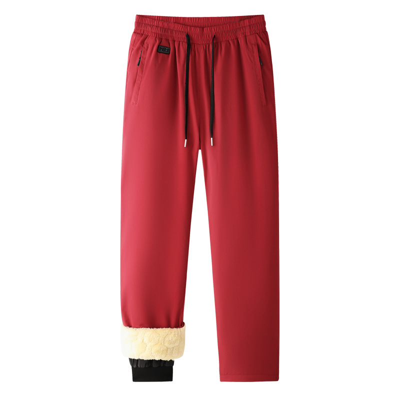 Pantaloni încălziți electric inteligenți, căptuți cu fleece, croială drept, talie medie, amestec din fibre de poliester