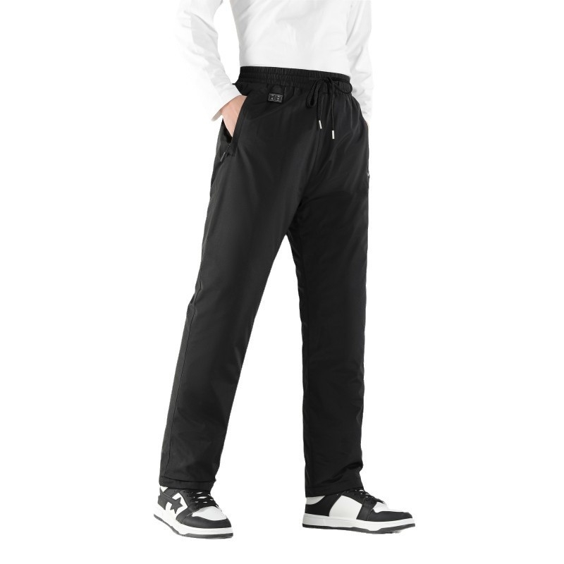 Pantaloni încălziți electric inteligenți, căptuți cu fleece, croială drept, talie medie, amestec din fibre de poliester